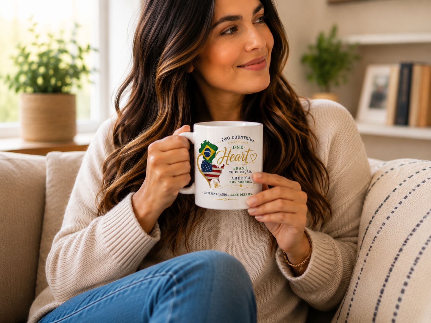 Two Countries, One Heart – Brazil & USA 11 oz Mug