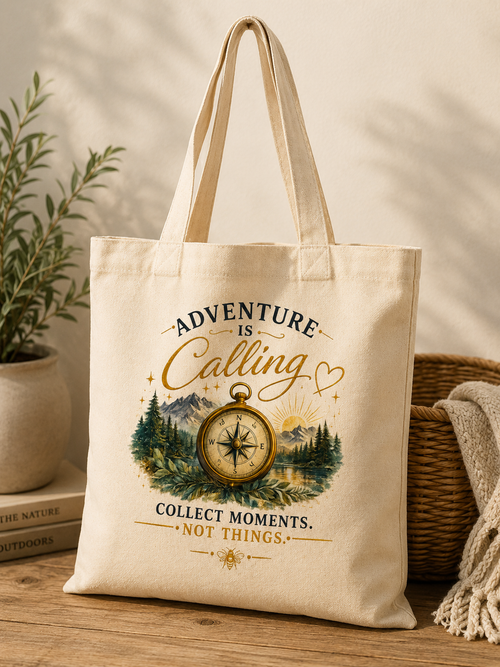Adventure Is Calling Tote Bag – Collect Moments, Not Things