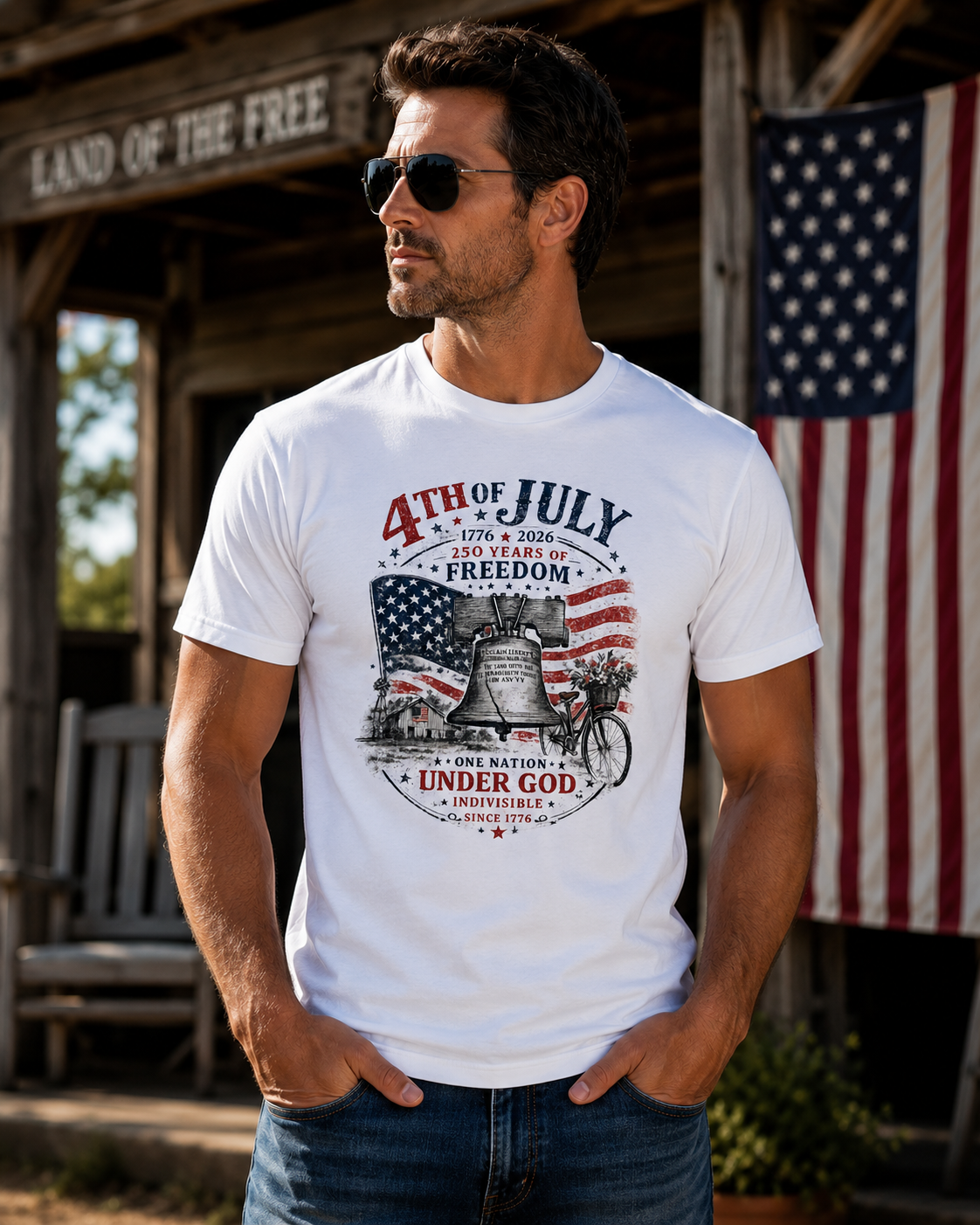 4th of July Vintage Freedom Shirt – 250 Years of Freedom Patriotic Tee