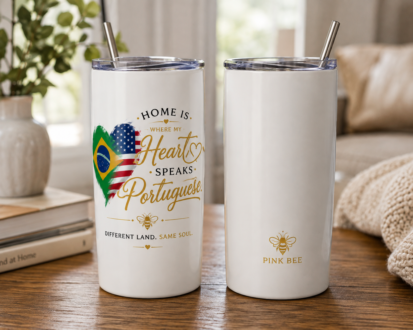 Two Countries, One Heart – Brazil & USA 20 oz Tumbler