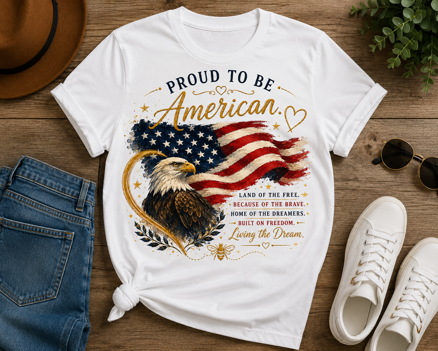 Proud to Be American | Patriotic Eagle Unisex Graphic T-Shirt
