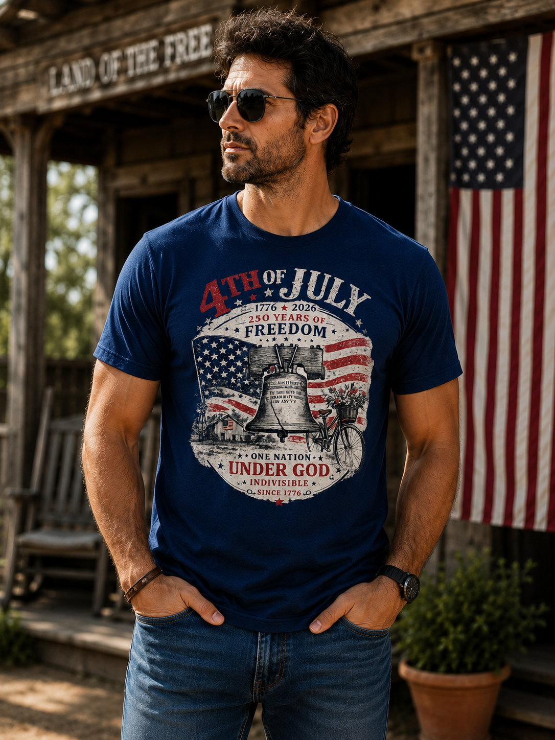 4th of July Vintage Freedom Shirt – 250 Years of Freedom Patriotic Tee