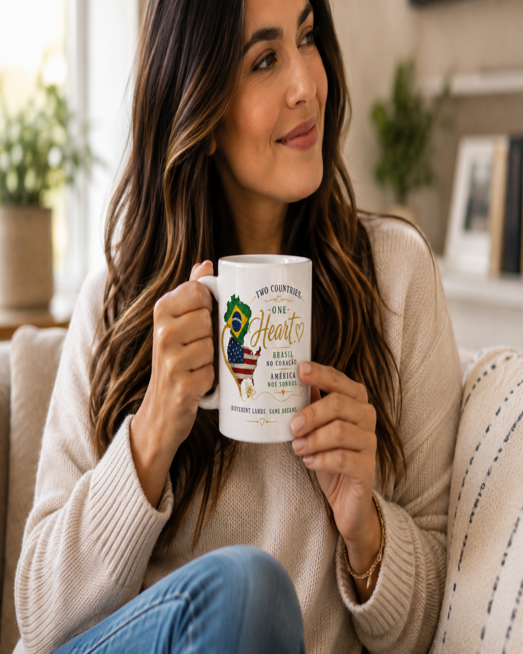 Two Countries, One Heart – Brazil & USA 11 oz Mug