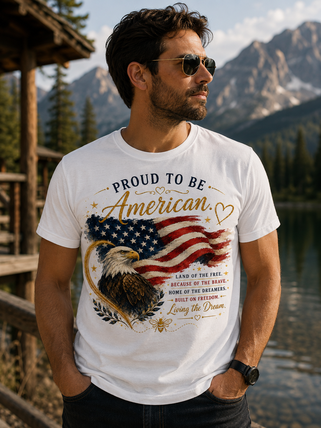 Proud to Be American | Patriotic Eagle Unisex Graphic T-Shirt