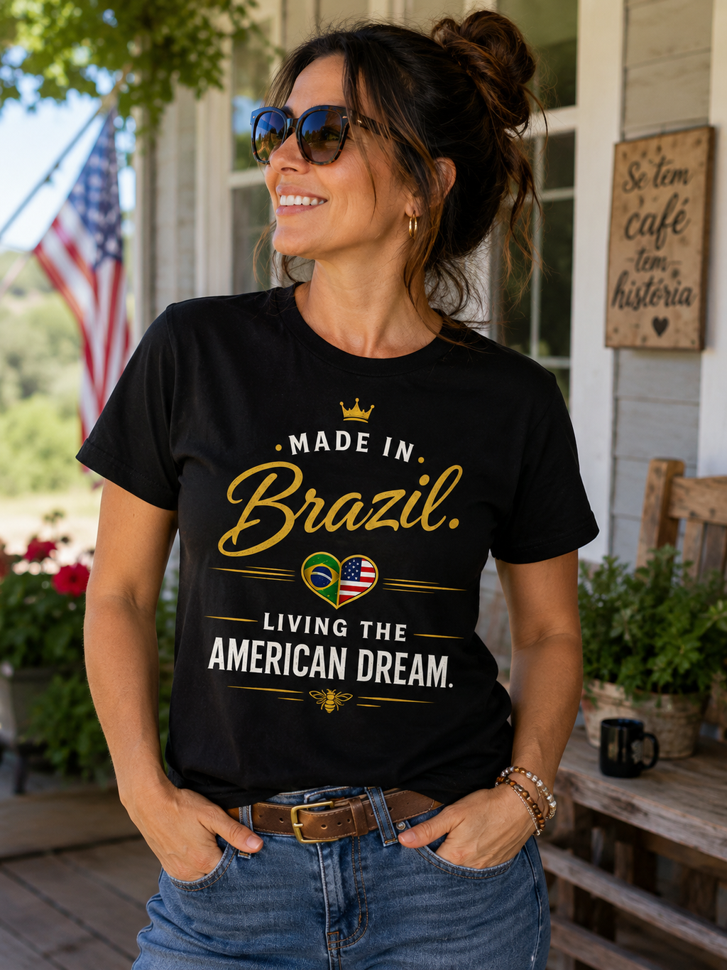 Made in Brazil, Living the American Dream | Unisex Graphic T-Shirt