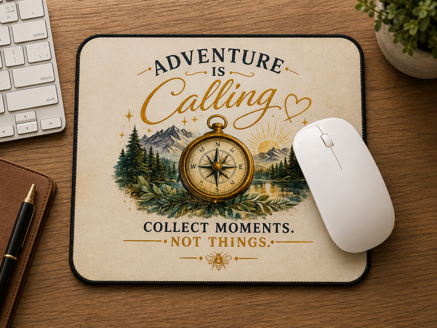 Adventure Is Calling Mouse Pad – Collect Moments Not Things
