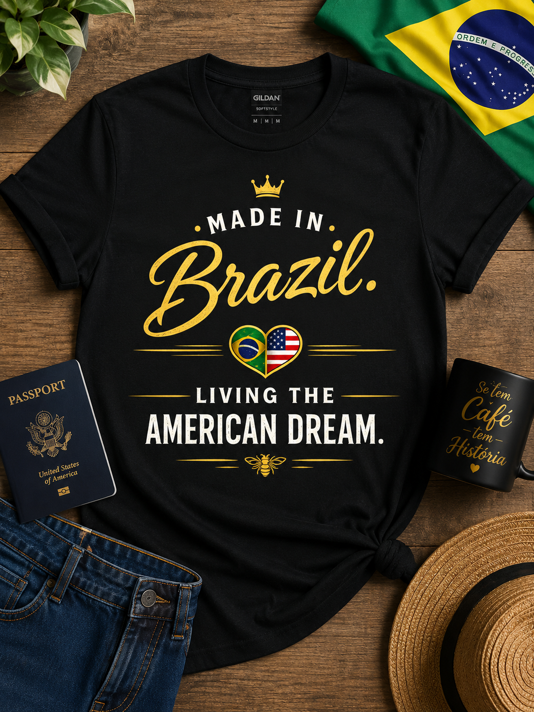 Made in Brazil, Living the American Dream | Unisex Graphic T-Shirt