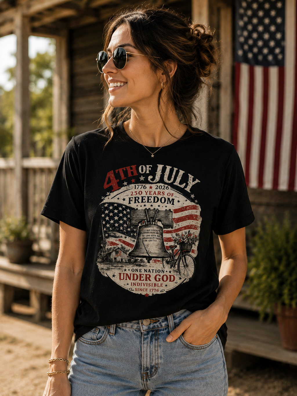 4th of July Vintage Freedom Shirt – 250 Years of Freedom Patriotic Tee