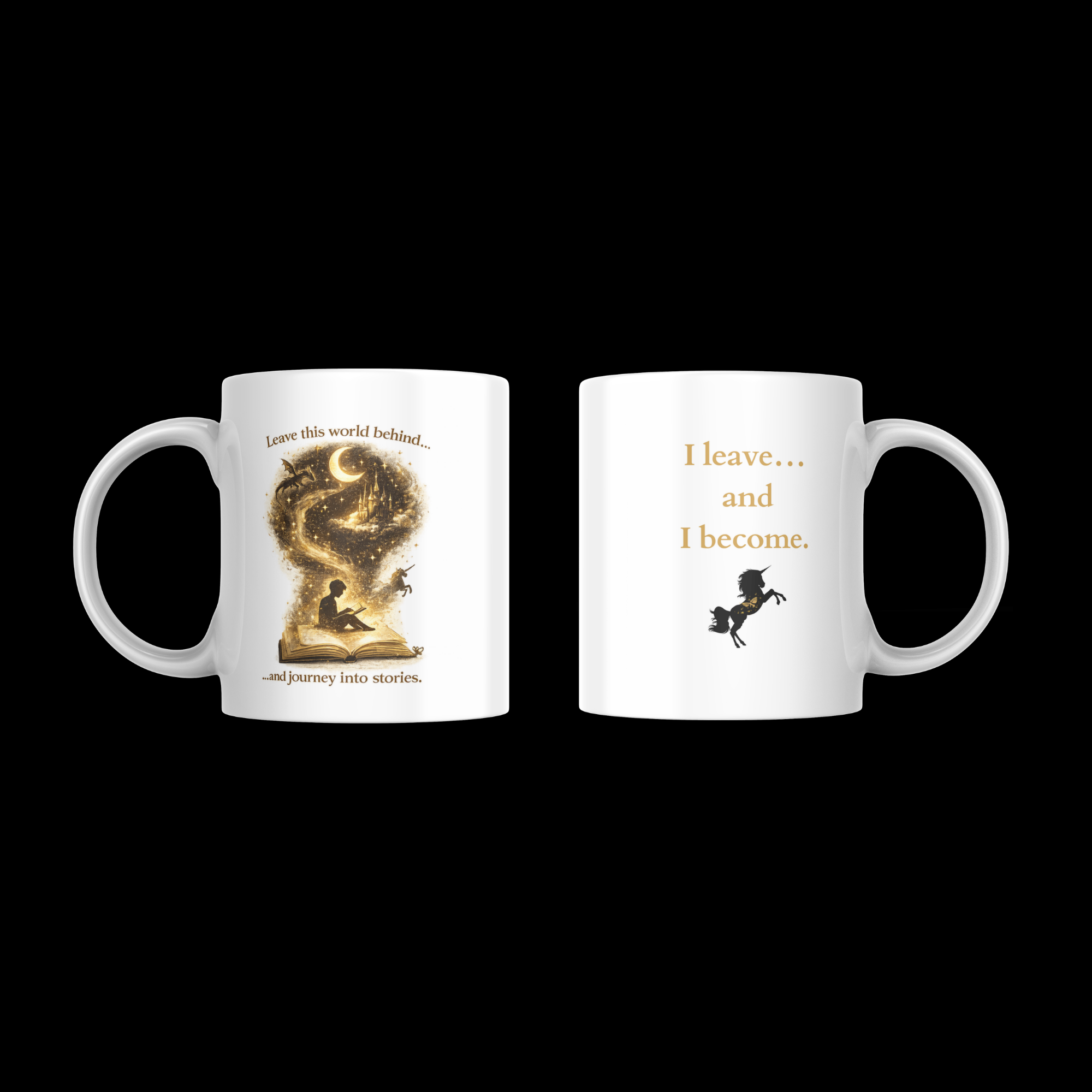 Escape Into Stories – Fantasy Book Lover Mug