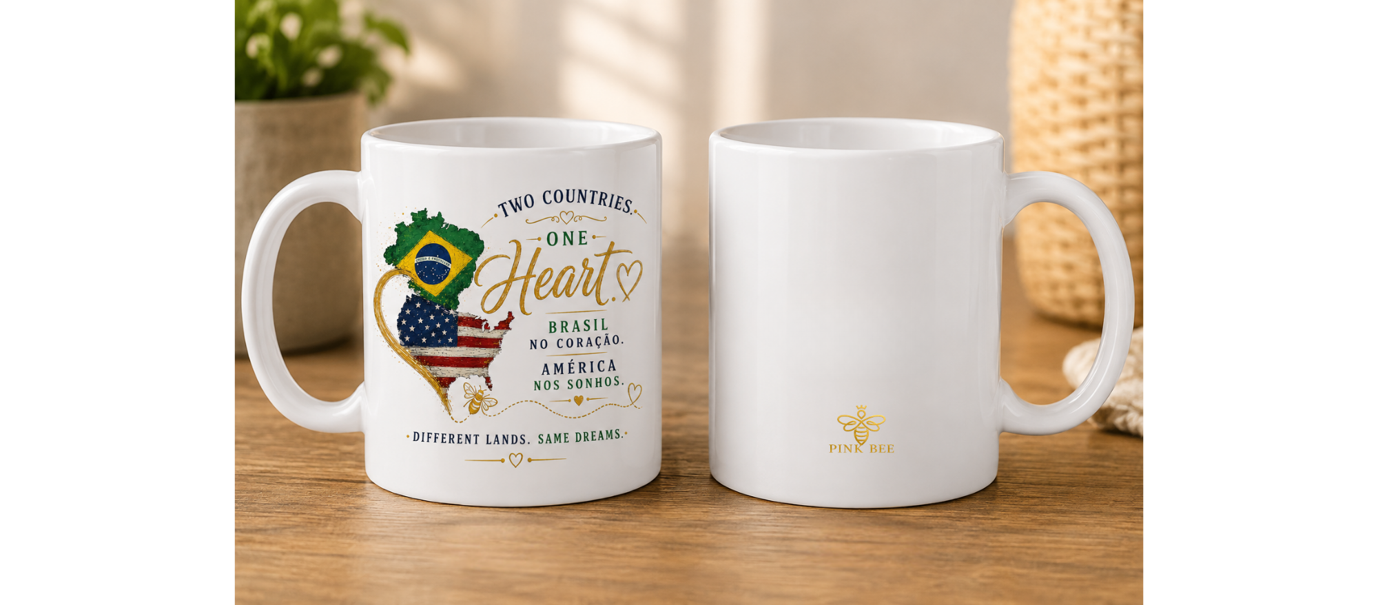 Two Countries, One Heart – Brazil & USA 11 oz Mug