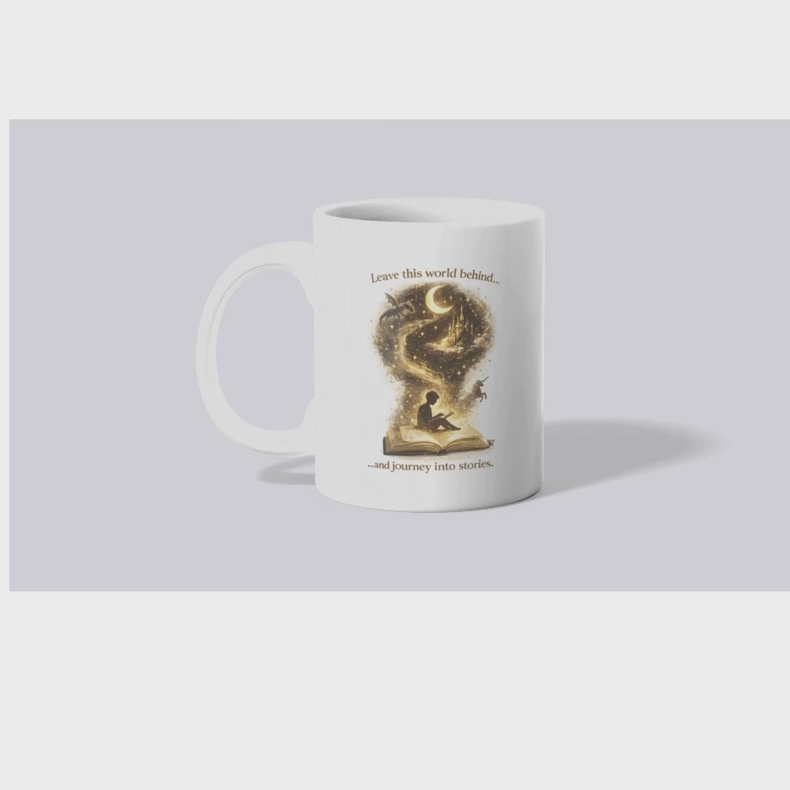 Escape Into Stories – Fantasy Book Lover Mug
