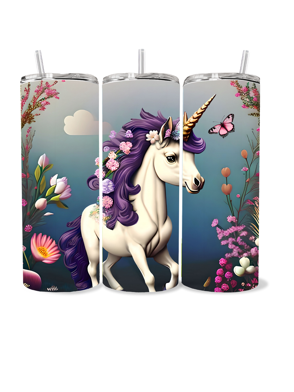 Unicorn Floral Tumbler – Magical Flower Design Cup